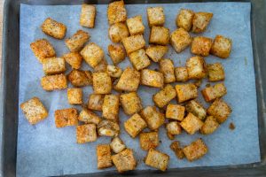Croutons in an oven or airfryer