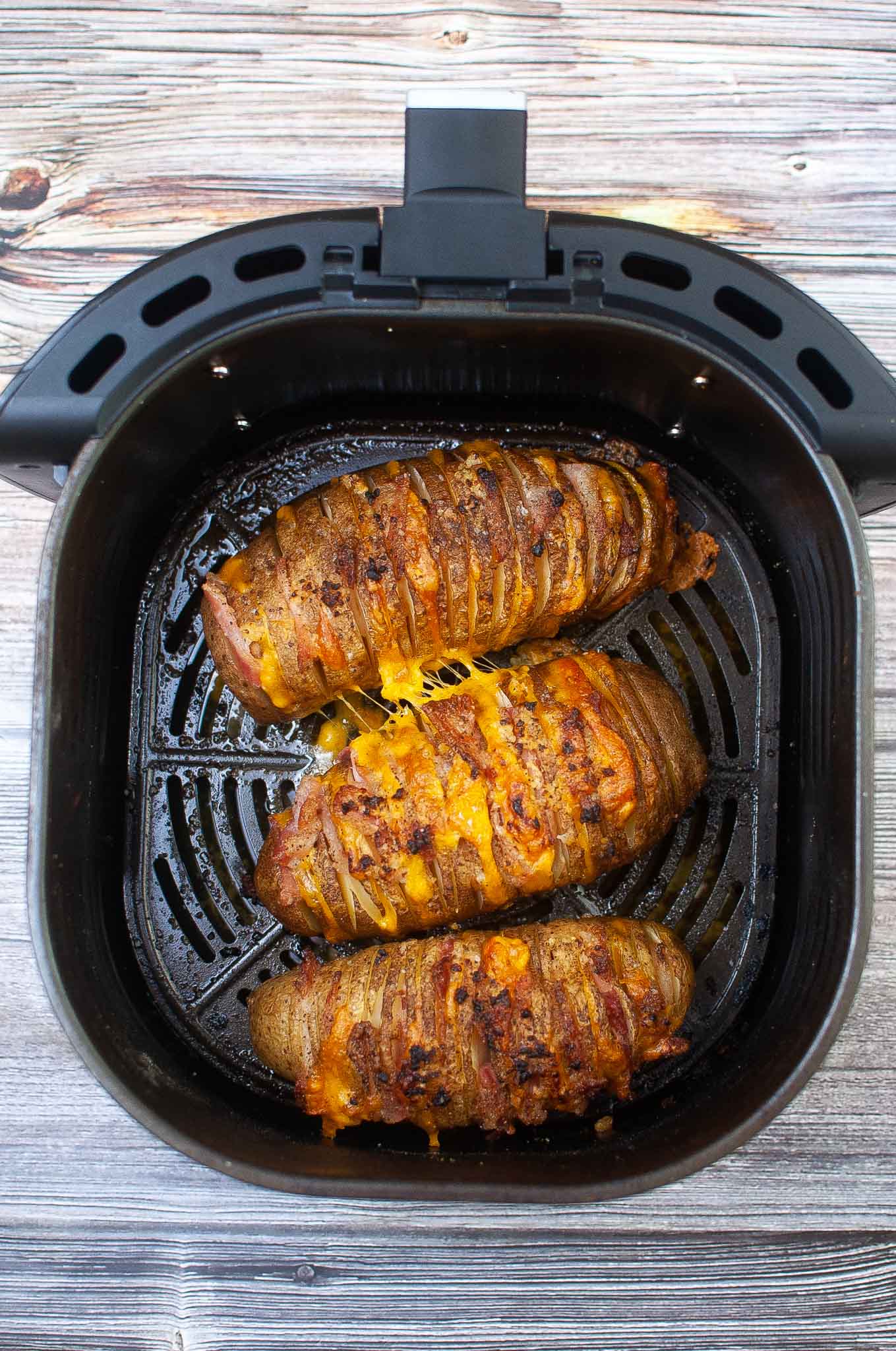 Air Fryer Bacon and Cheese Hasselback Potatoes